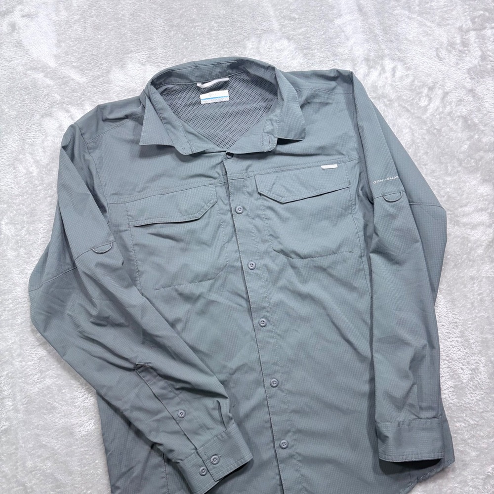 Columbia Silver Ridge Lite Shirt Mens M Gray Long Sleeve Omni-Shade